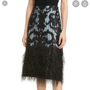 NWOT Ganni Feather Pencil Skirt